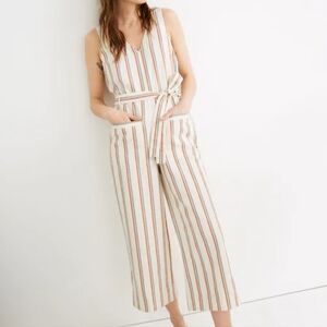 Madewell Striped Linen Blend Wide Leg Jumpsuit
